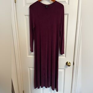 Eileen Fisher Crewneck Long Sleeve Maxi Dress Purple Size XS